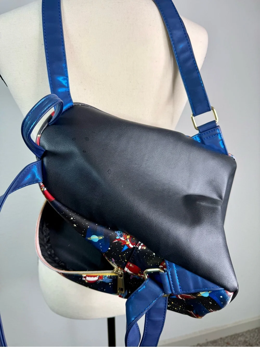 Disney Kids' Space Rocket Mini Backpack - Navy Blue Stitch